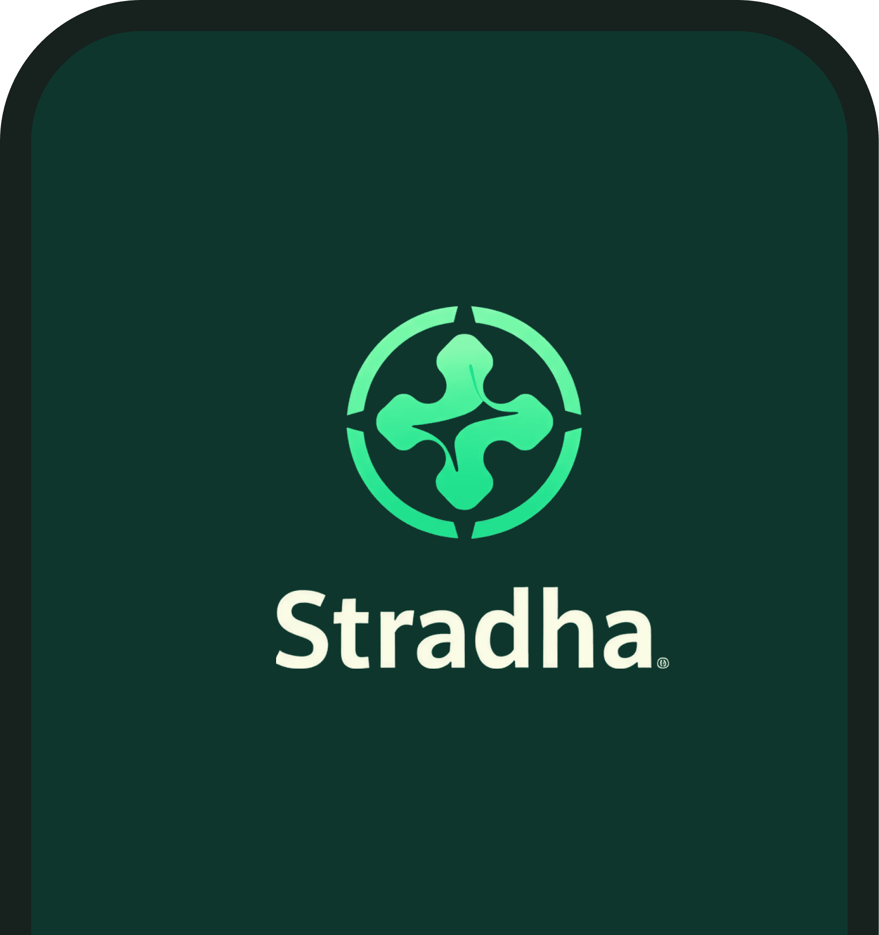 Stradha mobile app with brand mark on screen